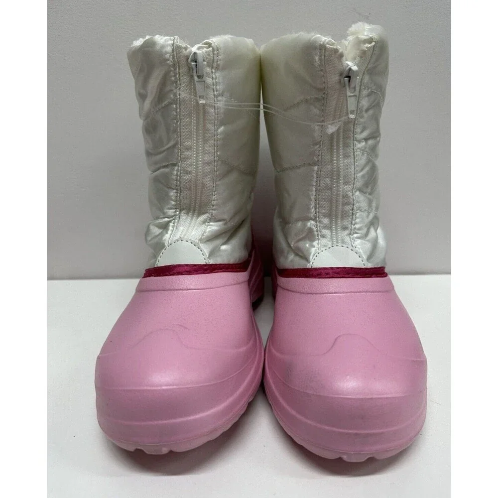 The doll maker Girls size 3 pink & white zip Up snow/rain boots